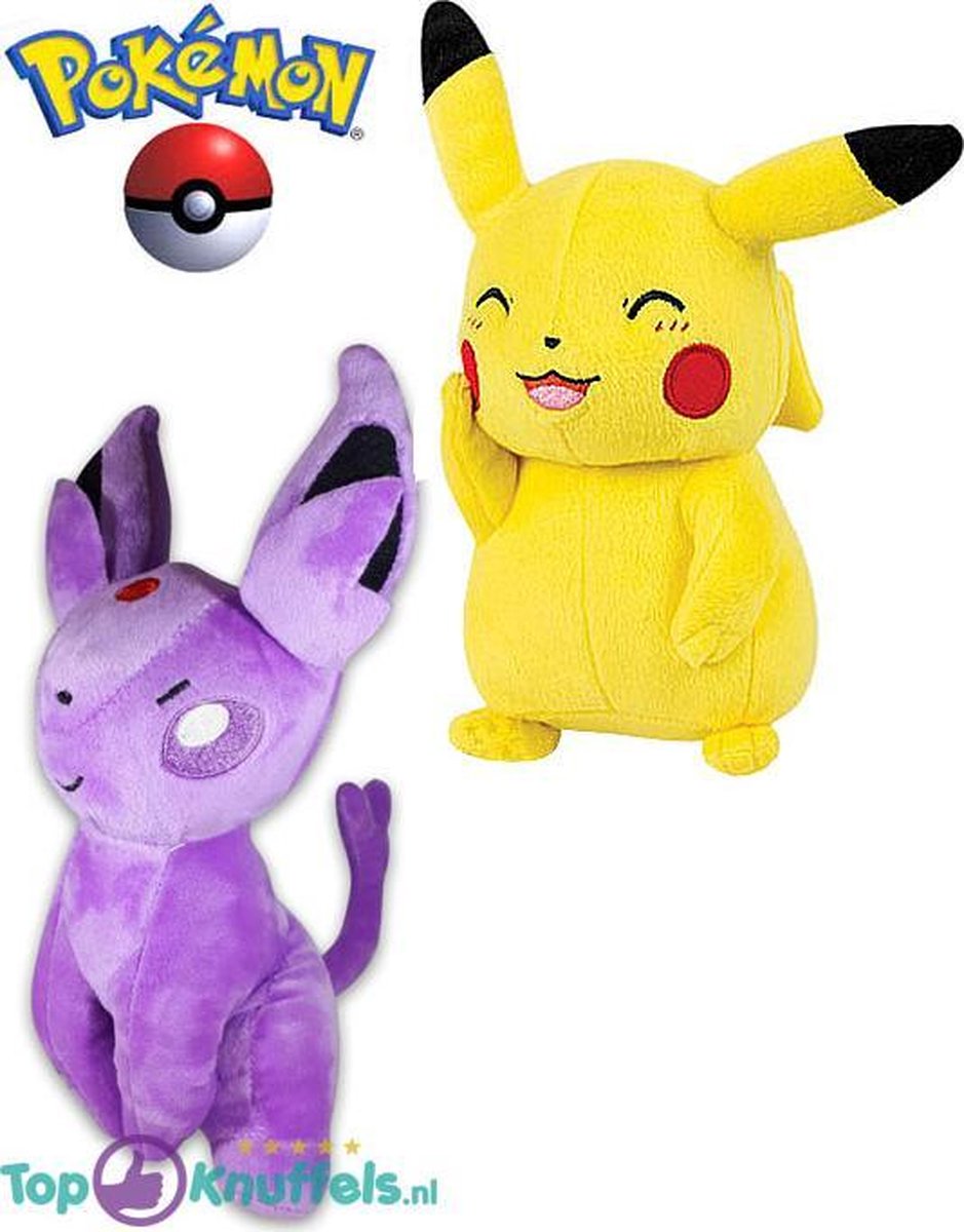 Pokemon speelgoed knuffel set Pikachu 23cm + Eifie Espeon 25cm | Pokémon Friends: Charmander Bulbasaur Eevee Charizard Squirtle Snorlax